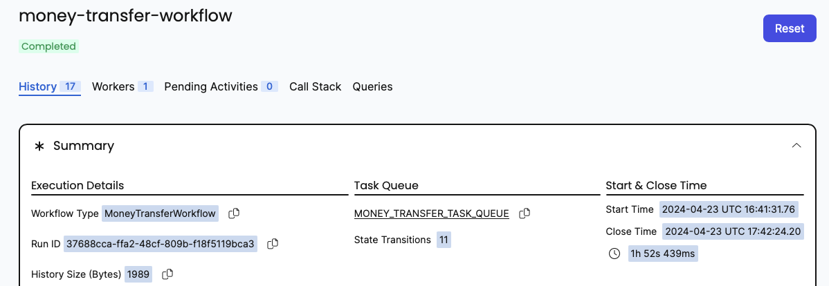 There is now one Worker and the Workflow is complete